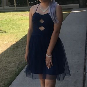 Short sparkly dark blue dress